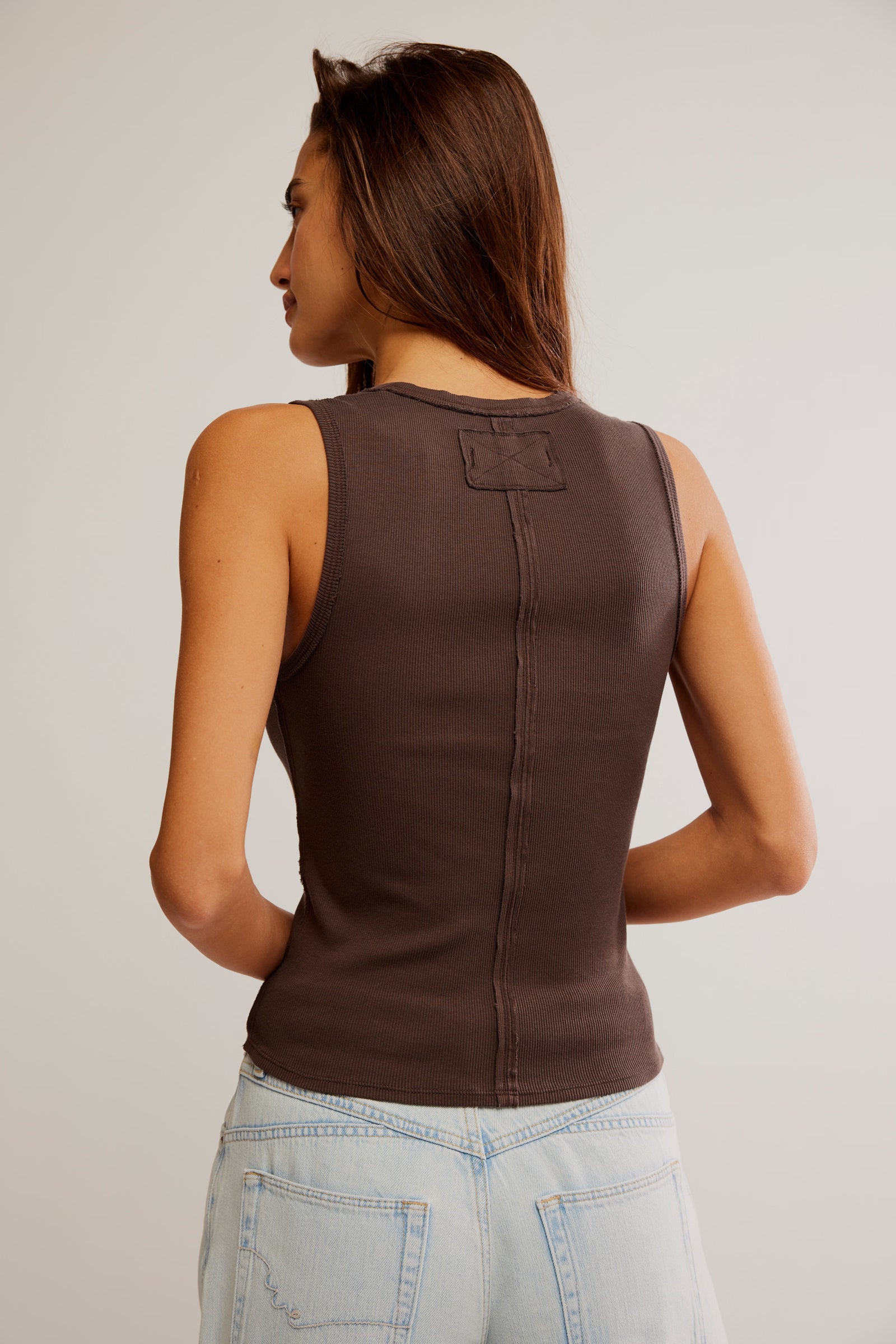 FREE PEOPLE WTF NERIA V-NECK TANK DOUBLE ESPRESSO