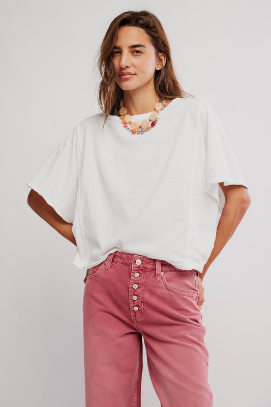 FREE PEOPLE WTF NEXT LEVEL TEE CLEAN IVORY