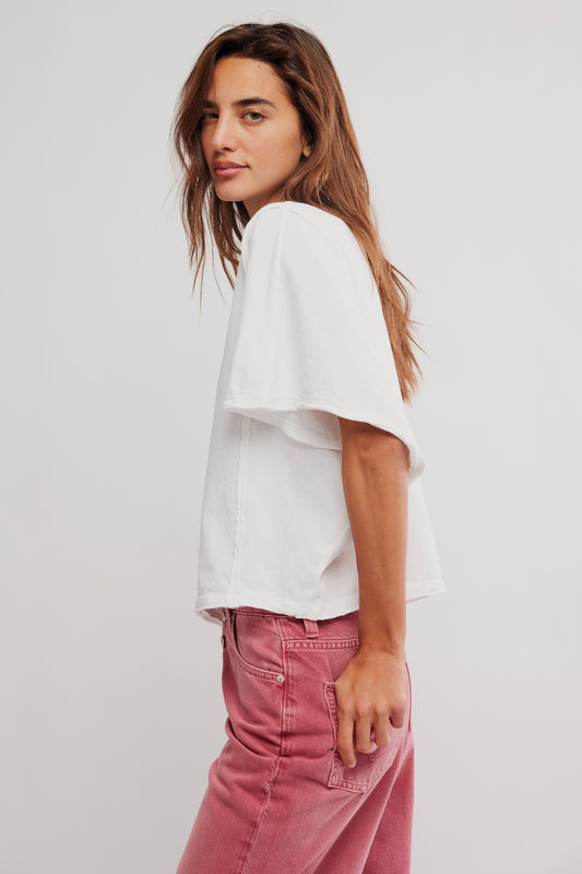 FREE PEOPLE WTF NEXT LEVEL TEE CLEAN IVORY