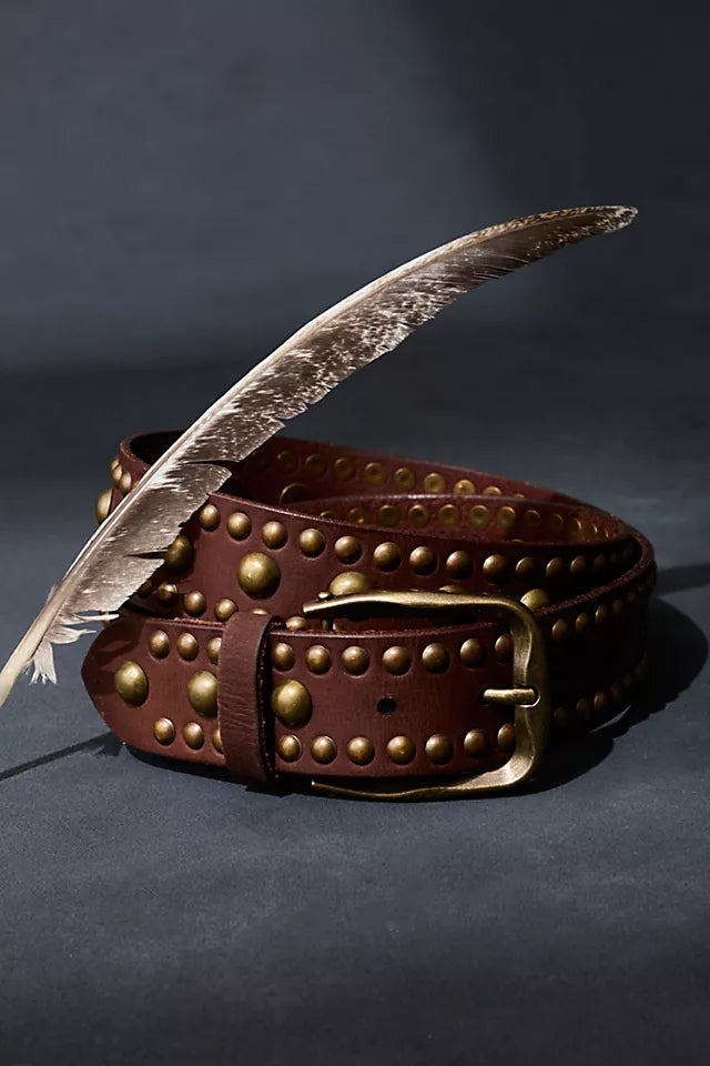 FREE PEOPLE WTF SOLA STUD BELT COGNAC