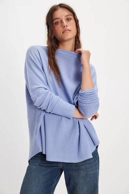 FREE PEOPLE We The Free Latte Blues Solid Thermal Dawn Breeze