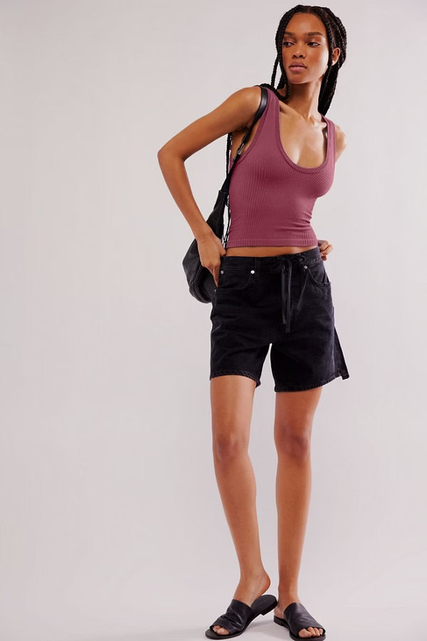 FREE PEOPLE CLEAN SLATE TANK DARK WINE 