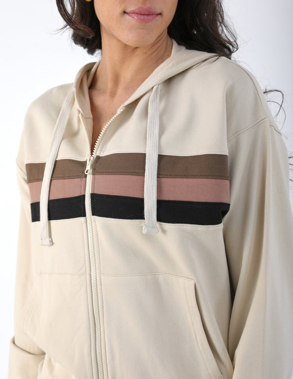 GLYDER VINTAGE OVERSIZED ZIP UP HOT OATMILK CHOCOLATE/LATTE/BLACK