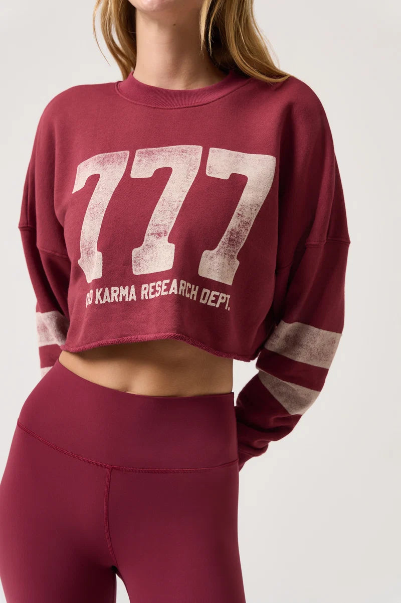 GOOD KARMA 777 DRINA CROP CREW MAHOGANY