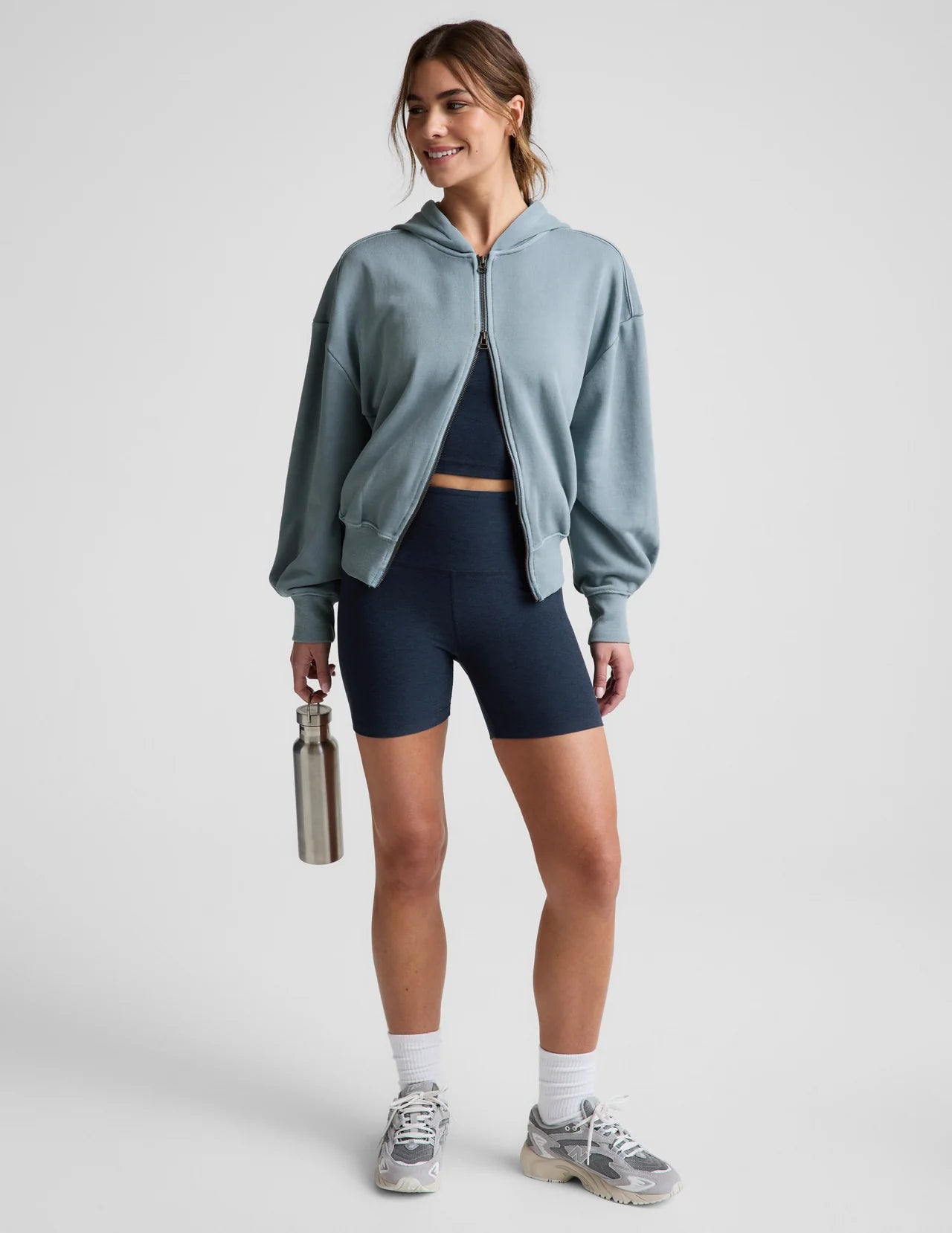 BEYOND YOGA FADE OUT FULL ZIP HOODIE WASHED AFTER DARK NAVY