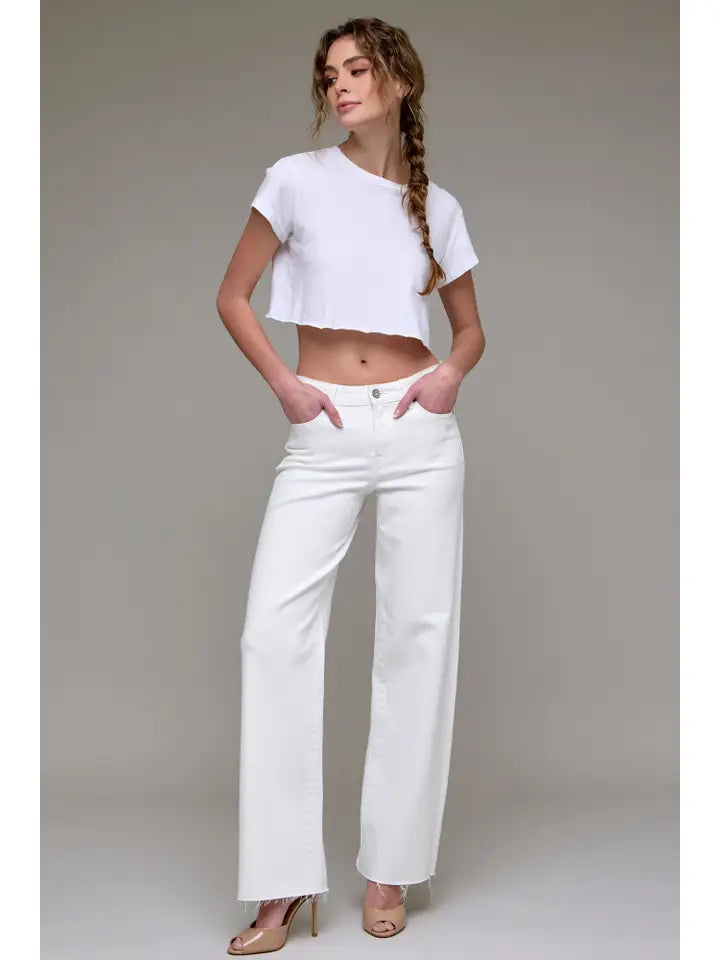 HIDDEN JEAN MID RISE LOGAN DAD JEAN PEARL WASH