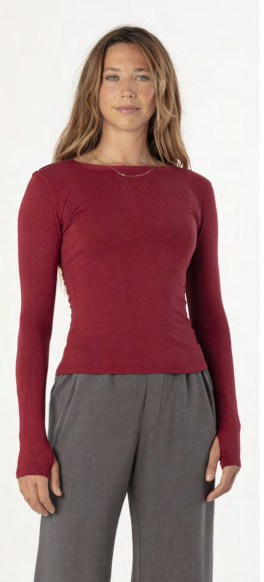 MILA LONG SLEEVE JERSEY CREW CRIMSON