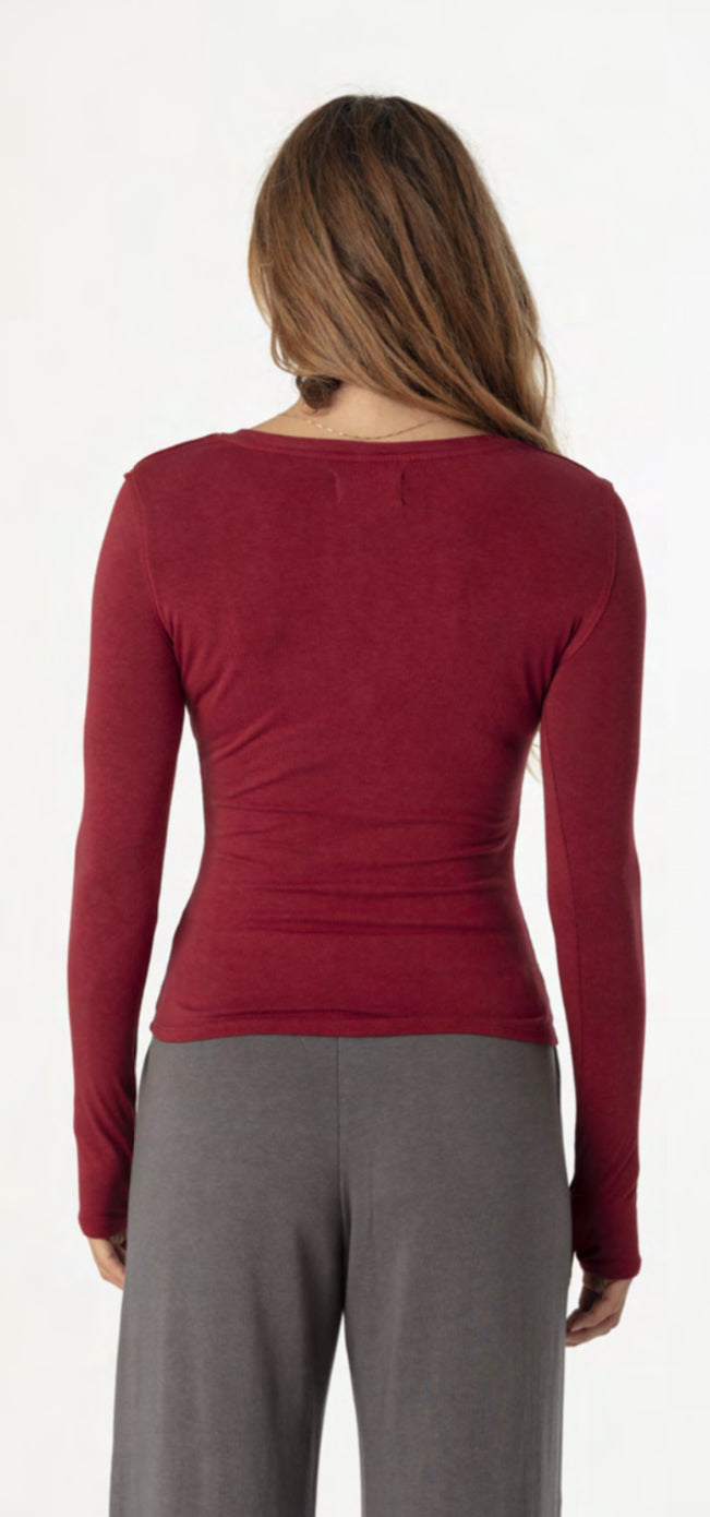 MILA LONG SLEEVE JERSEY CREW CRIMSON