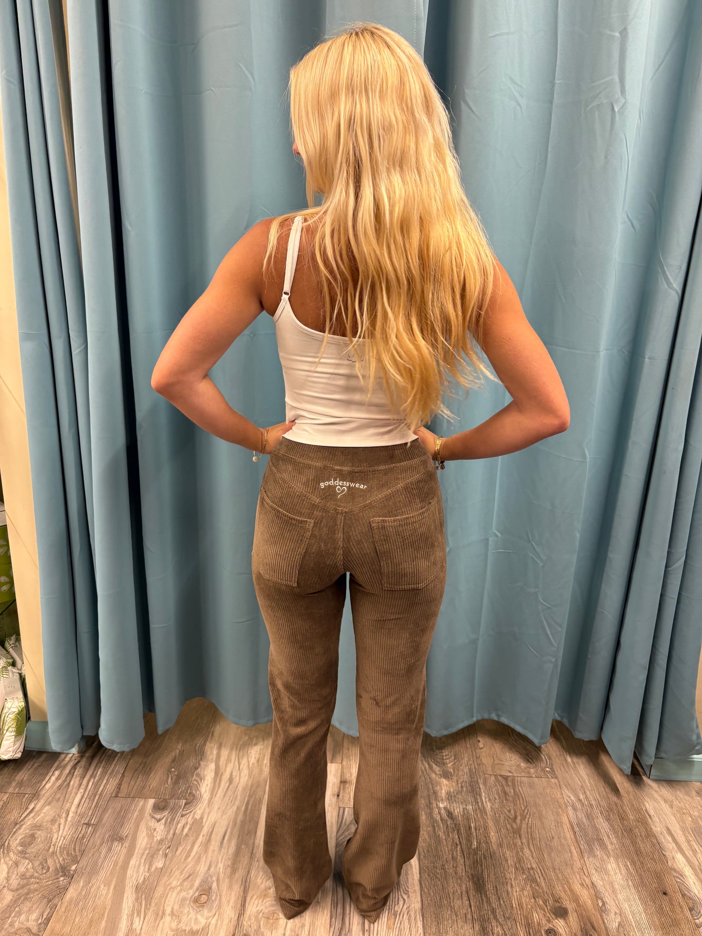 GODDESSWEAR CORDUROY CLASSIC FLARE PANT HIGH WAIST 630 WITH BACK POCKETS