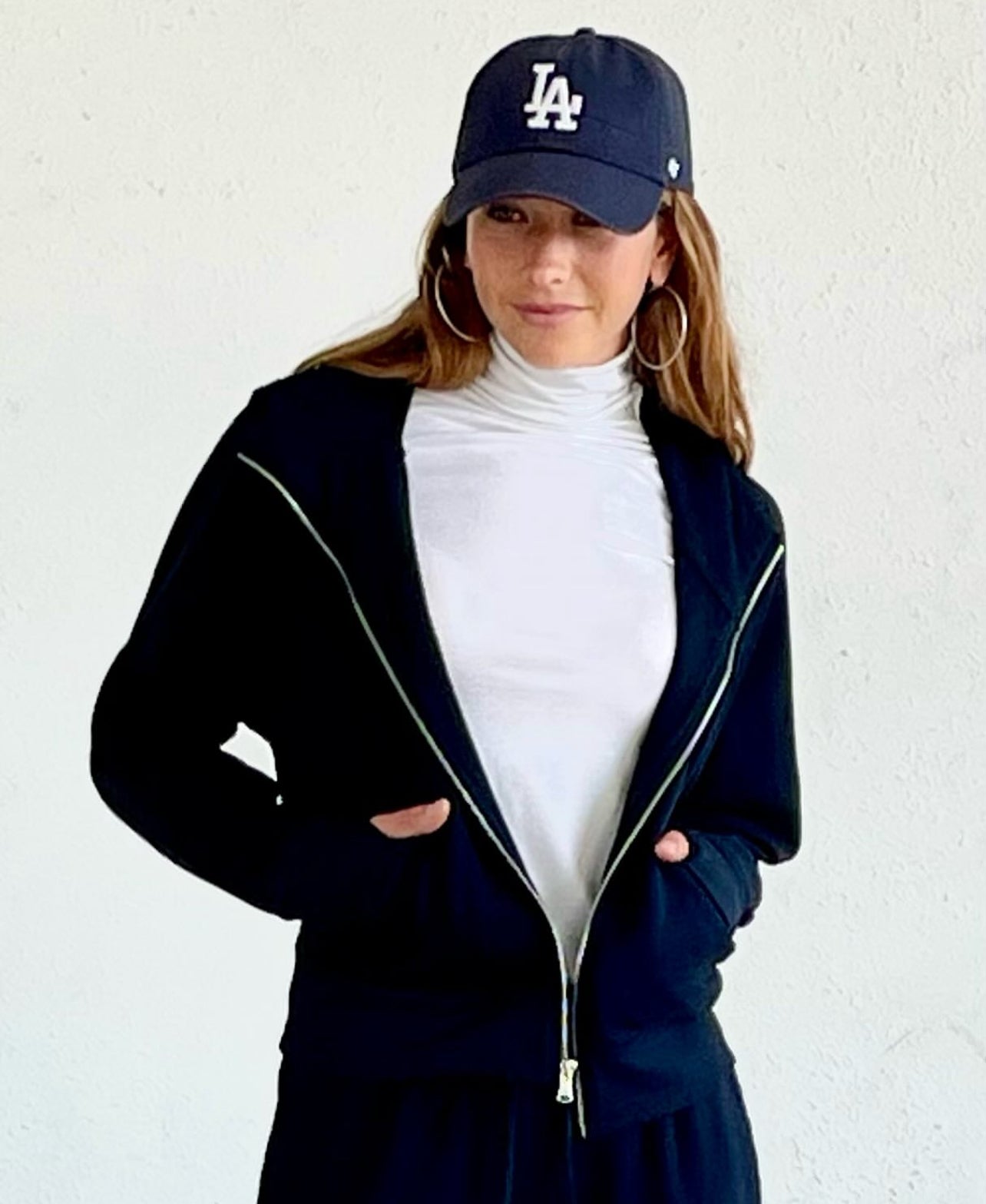 MILA ZIP UP HOODIE NAVY