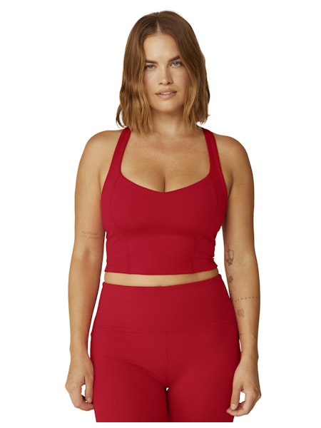 BEYOND YOGA POWER BEYOND INTENSITY RACERBACK CROPPED TANK RETRO RED