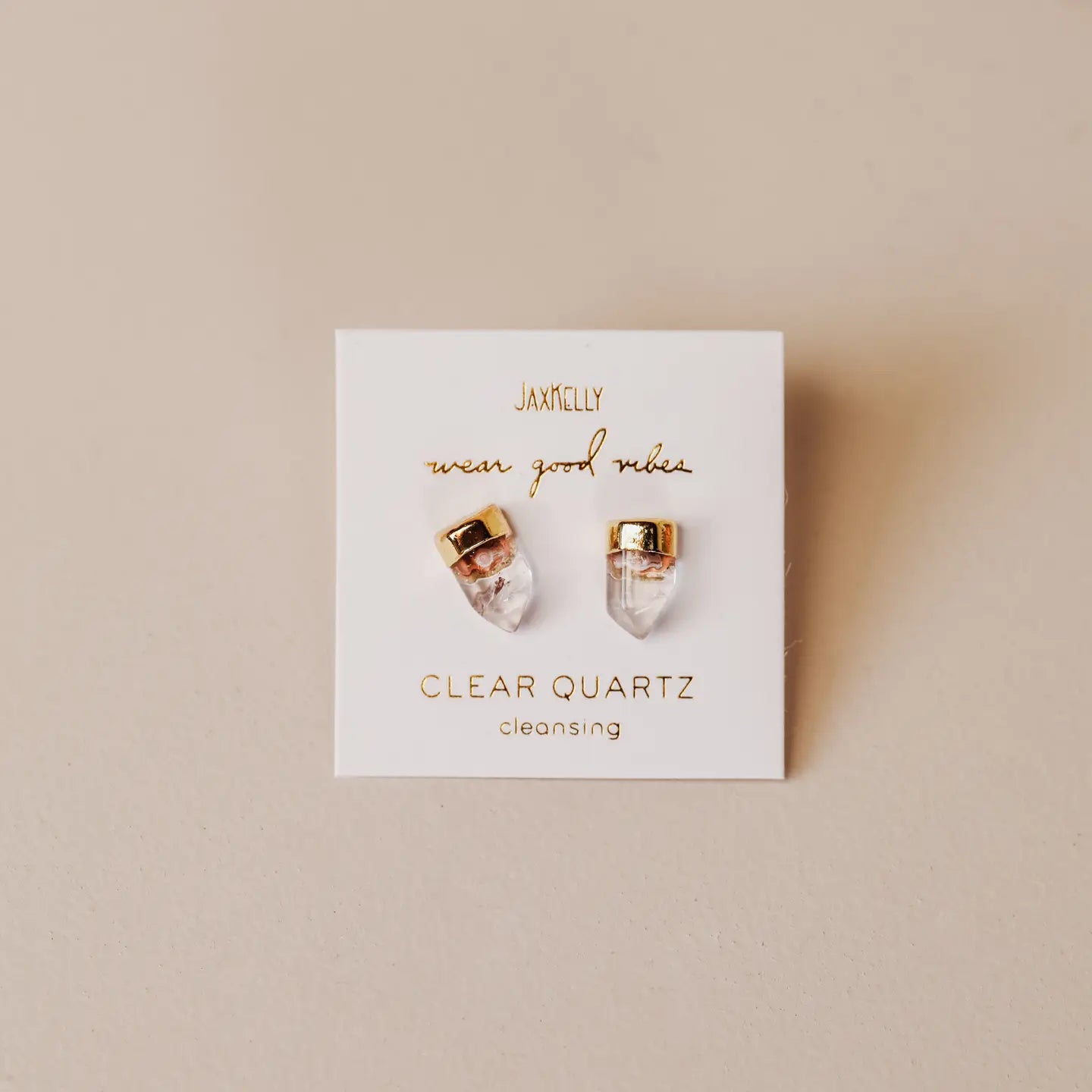 JAXKELLYGold Dip Point - Clear Quartz - Gold Earrings