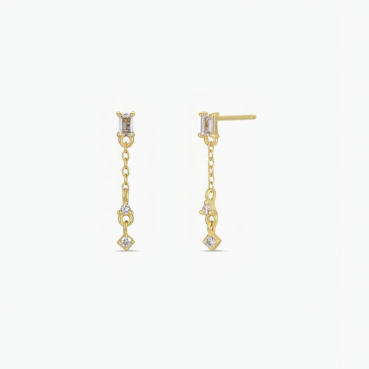 JAXKELLY Baguette Drop Gold Earrings