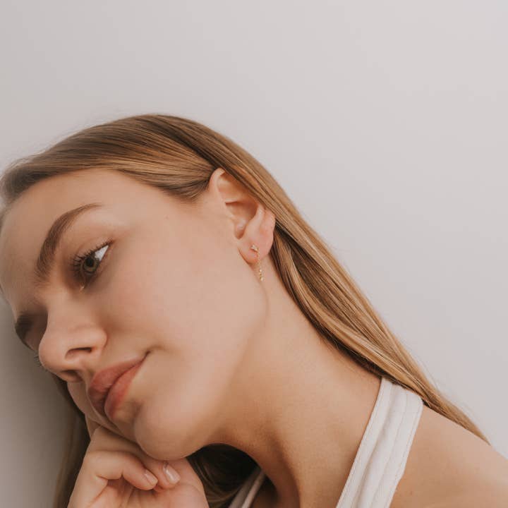 JAXKELLY Baguette Drop Gold Earrings