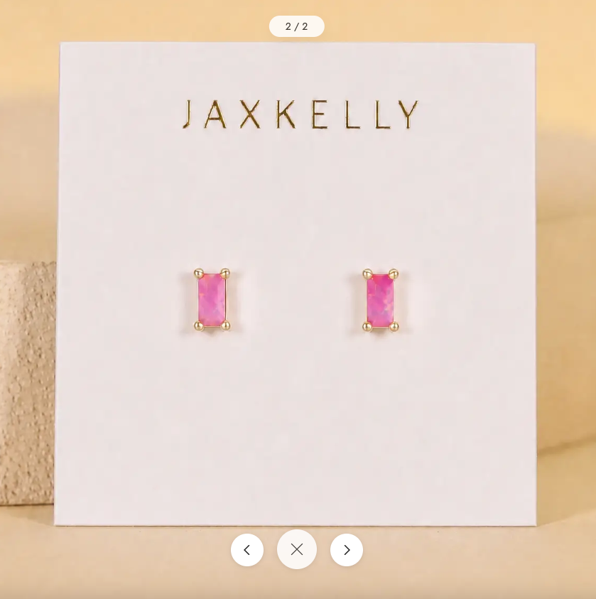 JAXKELLY Baguette Pink Opal Earrings 