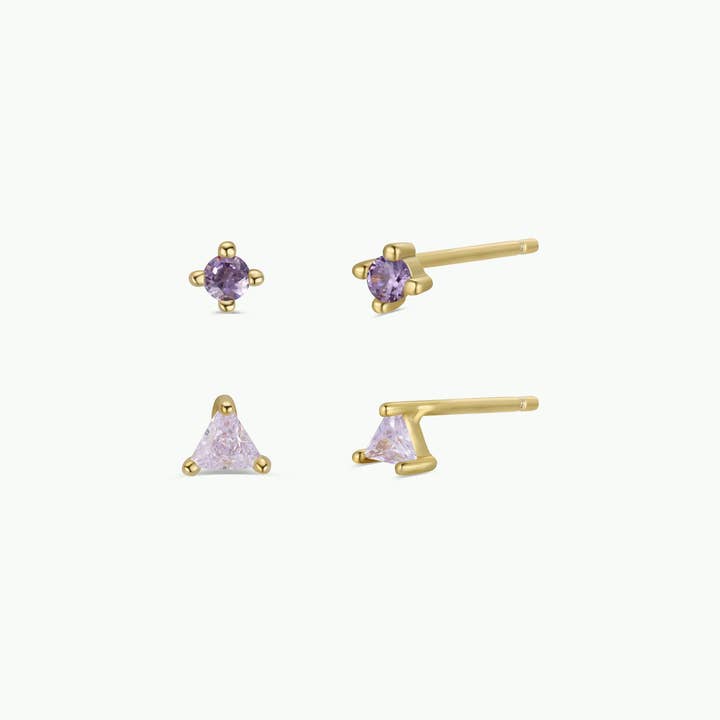JAXKELLY Birthstone Stud Gold Earrings Set-February