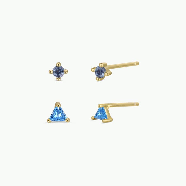 JAXKELLY Birthstone Stud Gold Earrings Set-March