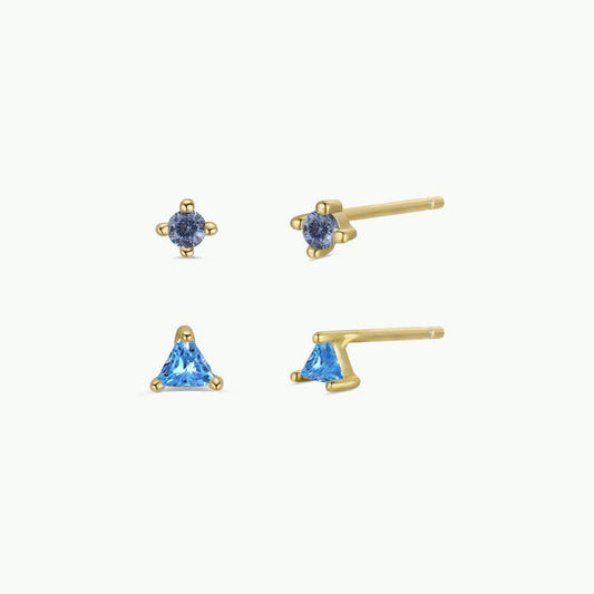 JAXKELLY Birthstone Stud Gold Earrings Set-March