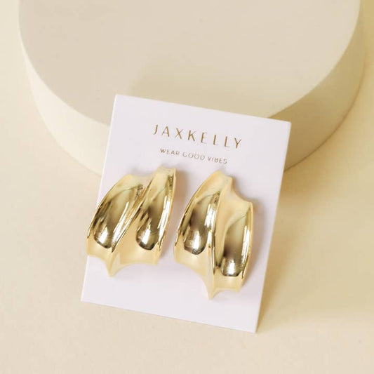 JAXKELLY Bold Wave Gold Earrings