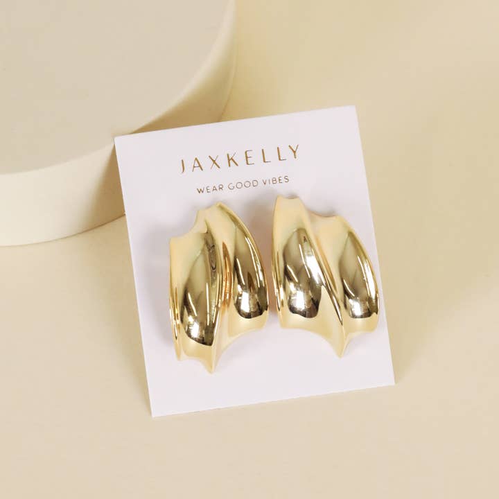 JAXKELLY Bold Wave Gold Earrings