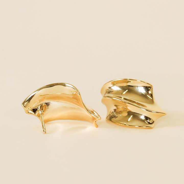 JAXKELLY Bold Wave Gold Earrings