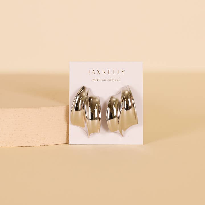 JAXKELLY Bold Wave Silver Earrings