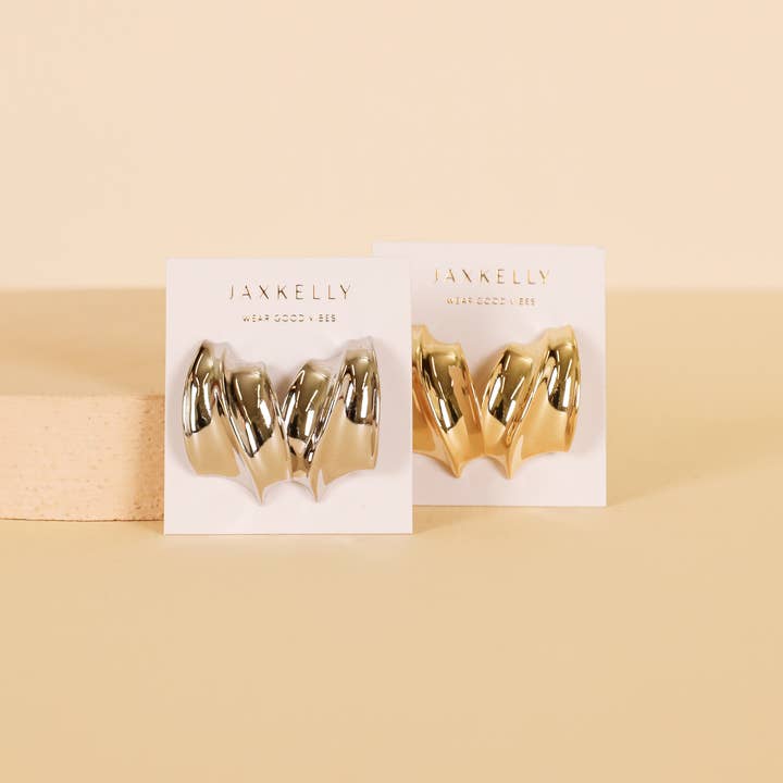 JAXKELLY Bold Wave Silver Earrings