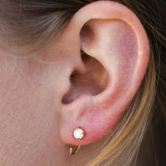 JAXKELLY CZ Huggies-Mother Of Pearl-Gold Earrings
