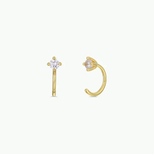 JAXKELLY CZ Huggies-White-Gold Earrings 1