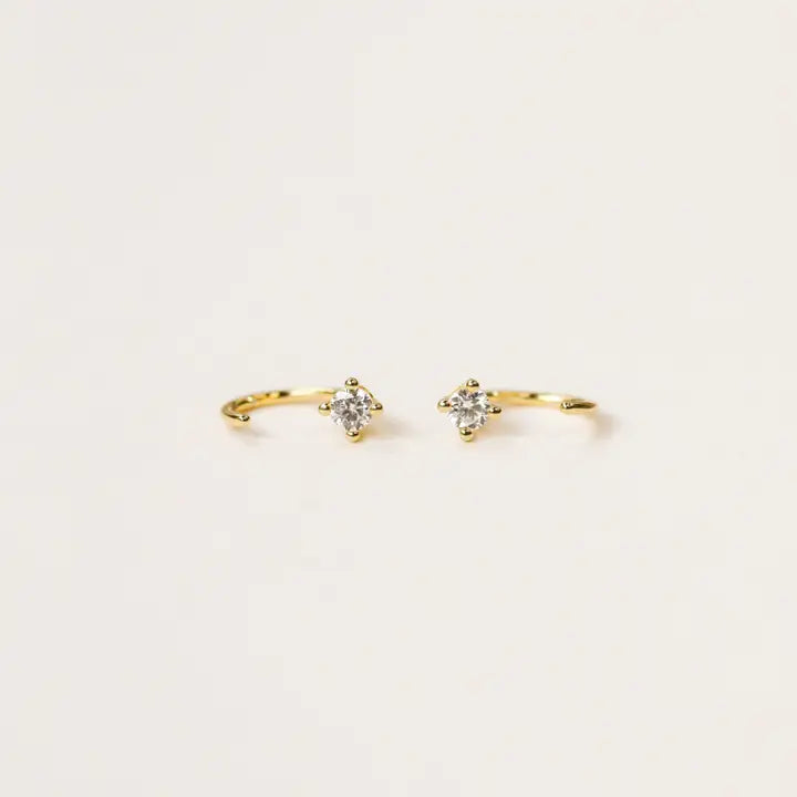 JAXKELLY CZ Huggies-White-Gold Earrings 2
