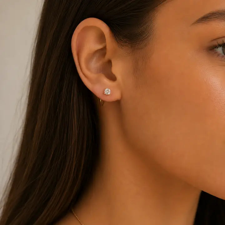 JAXKELLY CZ Huggies-White-Gold Earrings 3
