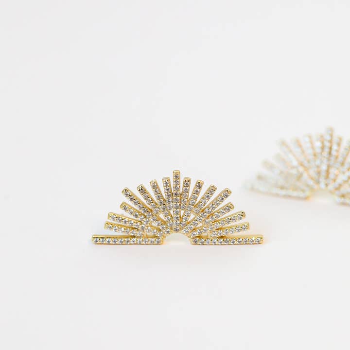 JAXKELLY Celestial Sunburst Gold Earrings