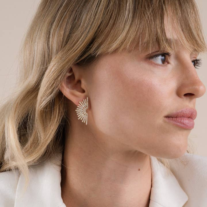 JAXKELLY Celestial Sunburst Gold Earrings