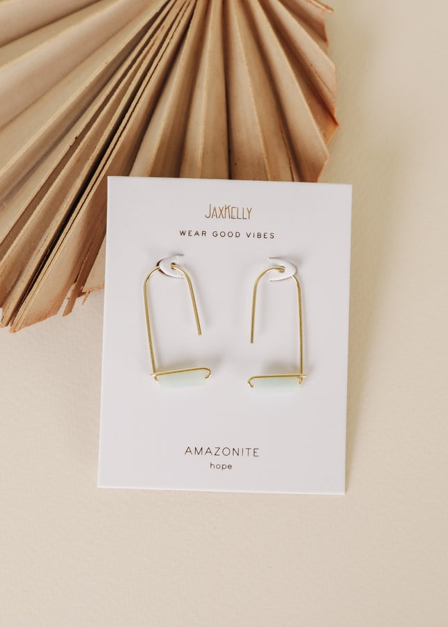 JAXKELLY DROP-AMAZONITE-GOLD EARRINGS- HOPE