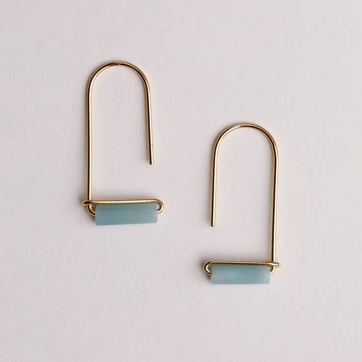 JAXKELLY DROP-AMAZONITE-GOLD EARRINGS- HOPE