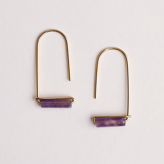 JAXKELLY DROP-AMETHYST-GOLD EARRINGS- HEALING