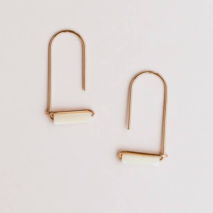 JAXKELLY DROP-MOTHER OF PEARL-GOLD EARRINGS-CALMING