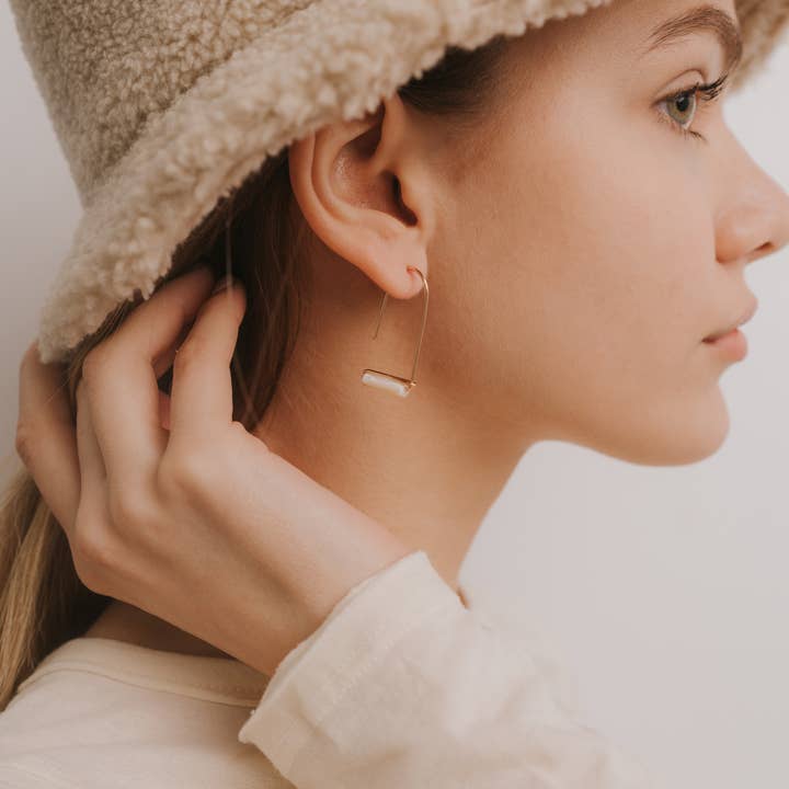 JAXKELLY DROP-MOTHER OF PEARL-GOLD EARRINGS-CALMING