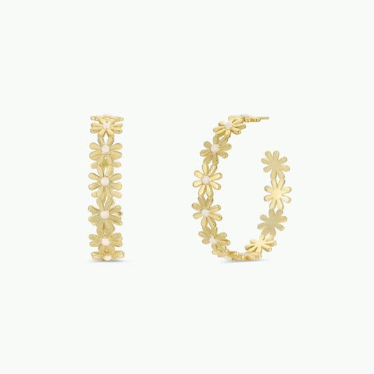 JAXKELLY Daisy Chain Hoop Earrings Enamel & Gold