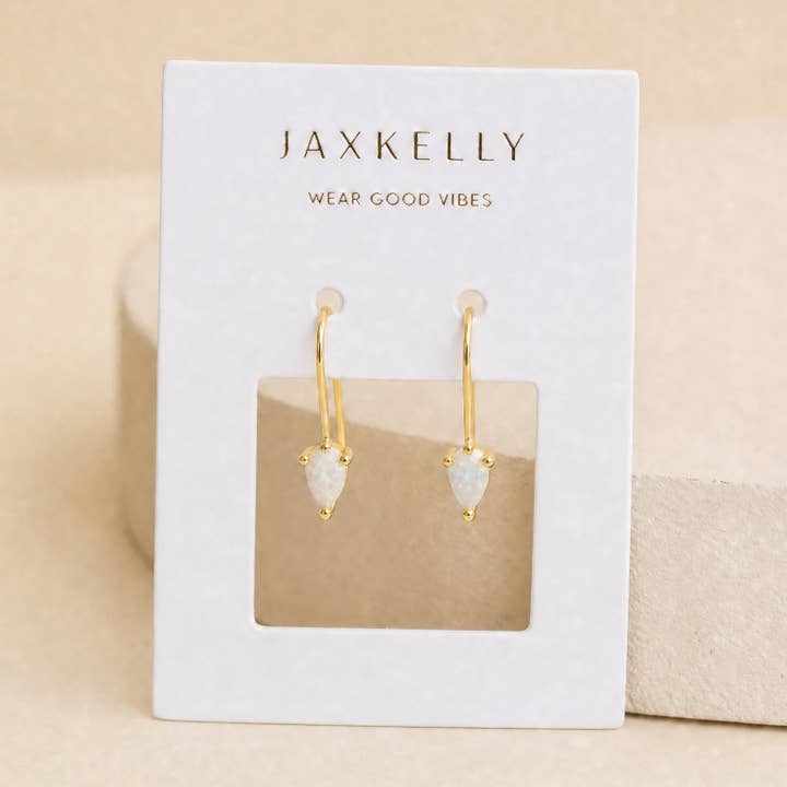 JAXKELLY Dewdrop Mini Threader-White Opal CZ
