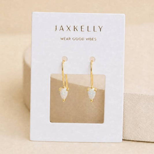 JAXKELLY Dewdrop Mini Threader-White Opal CZ