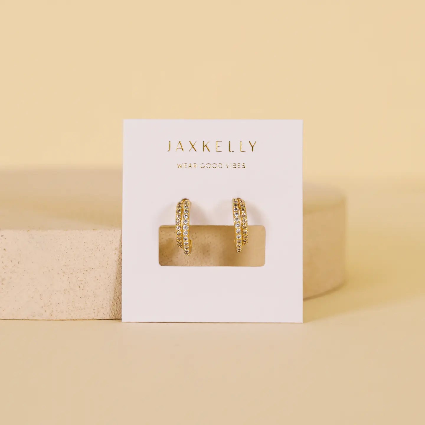 JAXKELLY Double Champagne Hoop  Gold Earrings