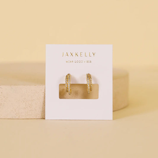 JAXKELLY Double Champagne Hoop  Gold Earrings