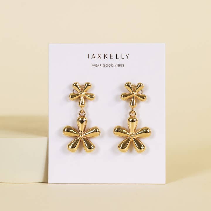 JAXKELLY Double Daisy Gold Earrings