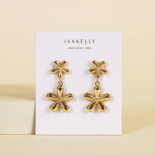 JAXKELLY Double Daisy Gold Earrings