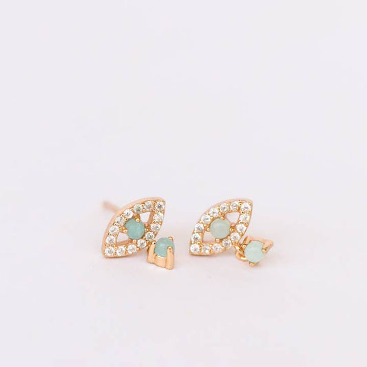 JAXKELLY Evil Eye Drop - Amazonite - Gold Earrings