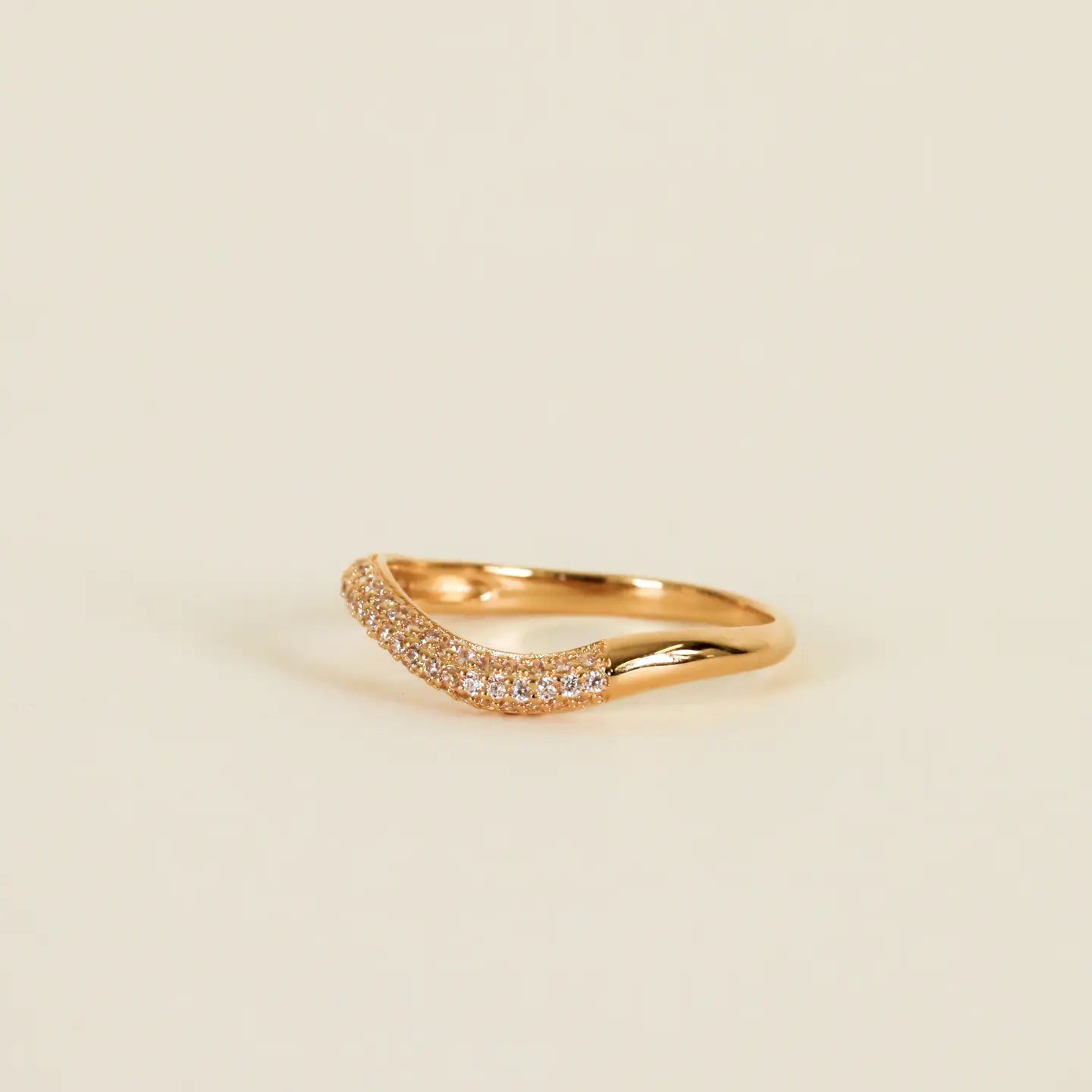 JAXKELLY GOLD RINGS PAVE WAVE CHAMPAGNE CZ MULTIPLE SIZES