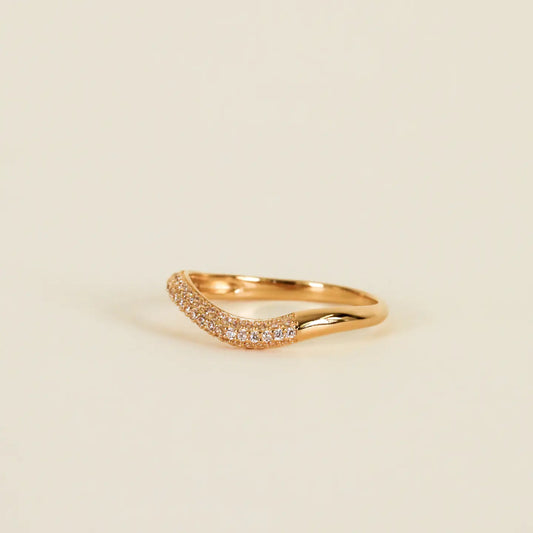 JAXKELLY GOLD RINGS PAVE WAVE CHAMPAGNE CZ MULTIPLE SIZES