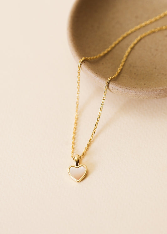 JAXKELLY Gemstone Heart Pendant Necklace Mother Of Pearl