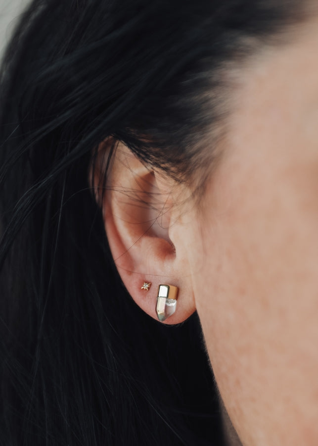 JAXKELLY Gold Dip Point - Aura Quartz - Gold Earrings